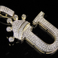 1.5" 14K Gold Natural Diamond Crown Initial 'U' Letter Pendant CustomDiamJewel