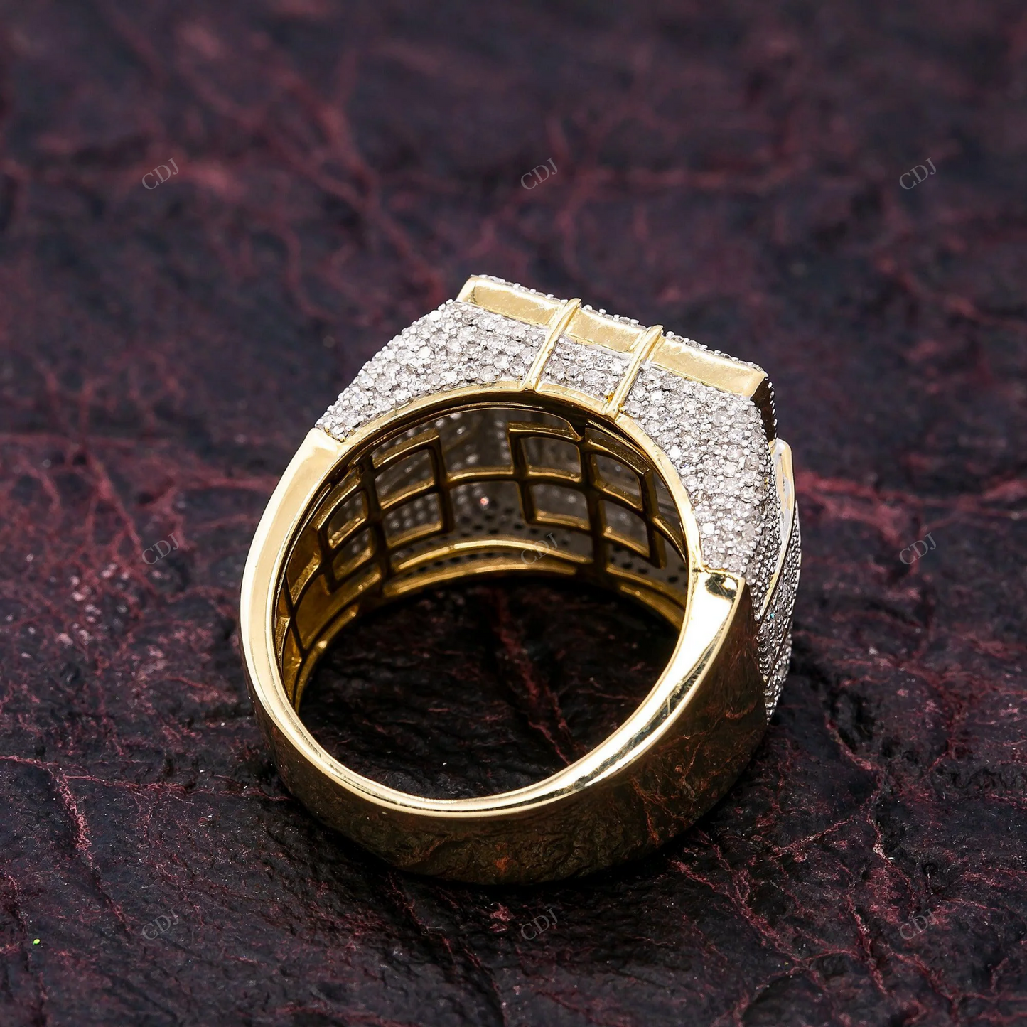 14K Square Cluster Moissanite Statement Ring hip hop jewelry CustomDiamJewel