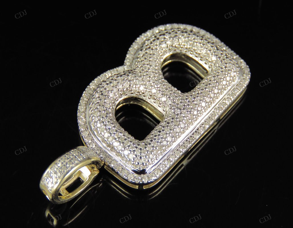 1.5" 1 CTW 10K Gold Real Diamond B Letter Pendant CustomDiamJewel