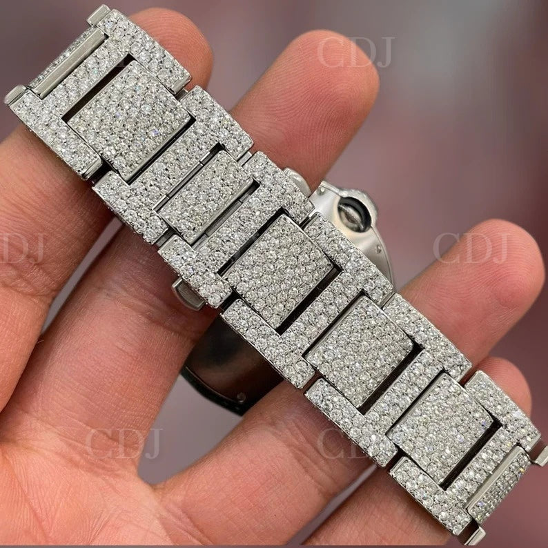 New Arrival Luxury Iced Out Roman Numeric Dial Moissanite Wrist Moissanite Watch customdiamjewel