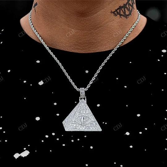 Wholesale Price Iced out Moissanite Brass Pyramid Evil Eyes hip hop jewelry CustomDiamJewel