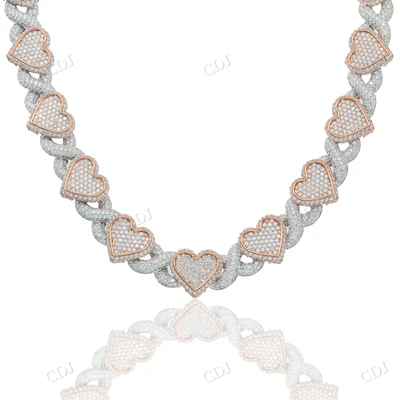Moissanite Diamond Infinity Heart Chain Necklace hip hop jewelry CustomDiamJewel