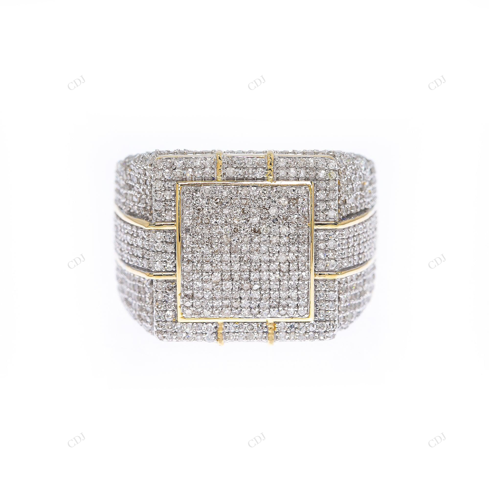 14K Square Cluster Moissanite Statement Ring hip hop jewelry CustomDiamJewel