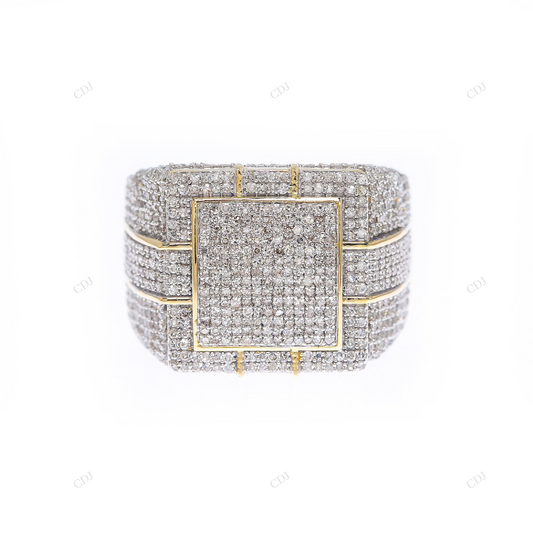 14K Square Cluster Moissanite Statement Ring hip hop jewelry CustomDiamJewel