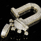 1.5" 14K Gold Natural Diamond Crown Initial 'U' Letter Pendant CustomDiamJewel