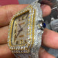 Moissanite Studded Cartier Santos Two Tone Iced Out Watch customdiamjewel