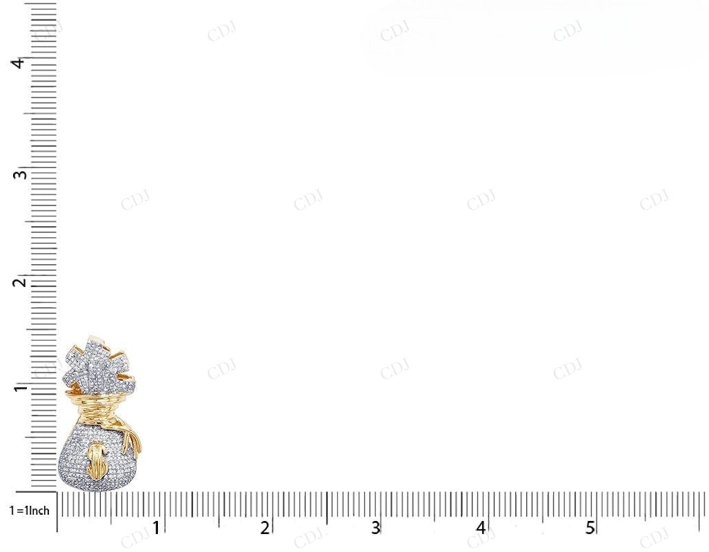 1.4" Silver Moissanite Daily Wear Money Bag Pendant CustomDiamJewel
