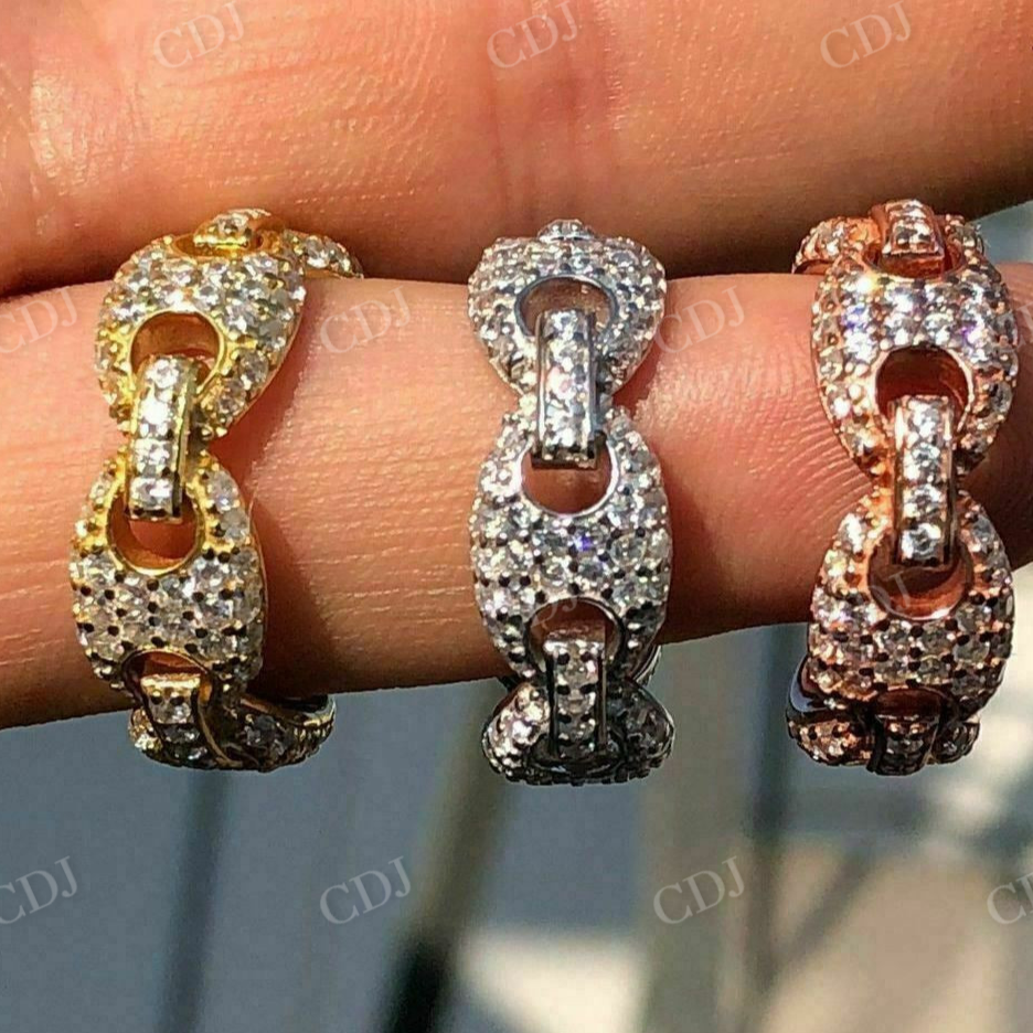 14K Sold Gold Gucci Link Diamond Wedding Band  customdiamjewel   