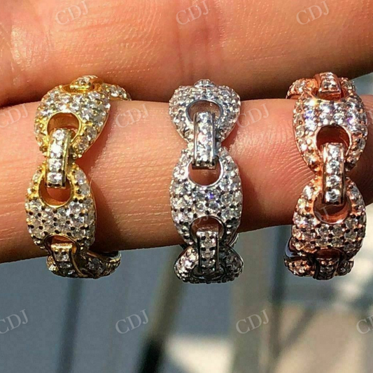 14K Sold Gold Gucci Link Diamond Wedding Band  customdiamjewel   