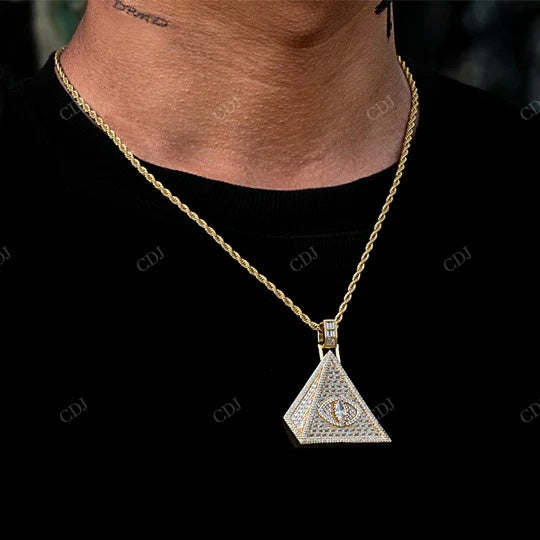 Wholesale Price Iced out Moissanite Brass Pyramid Evil Eyes hip hop jewelry CustomDiamJewel