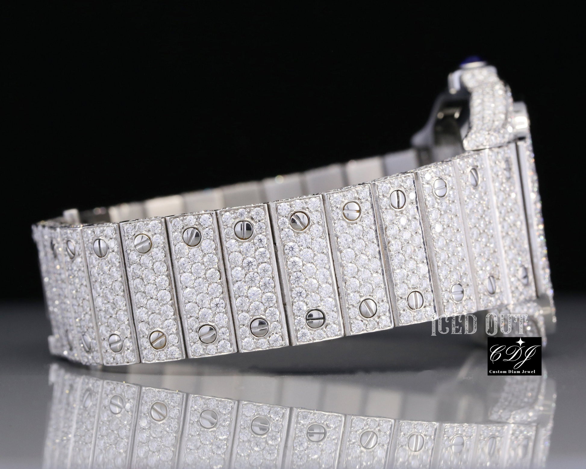 Luxury Fully VVV Moissanite Diamond Iced Out Hip Hop Buss Down Watch customdiamjewel