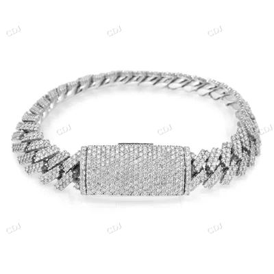 Moissanite Diamond Miami Cuban Link Bracelet hip hop jewelry CustomDiamJewel