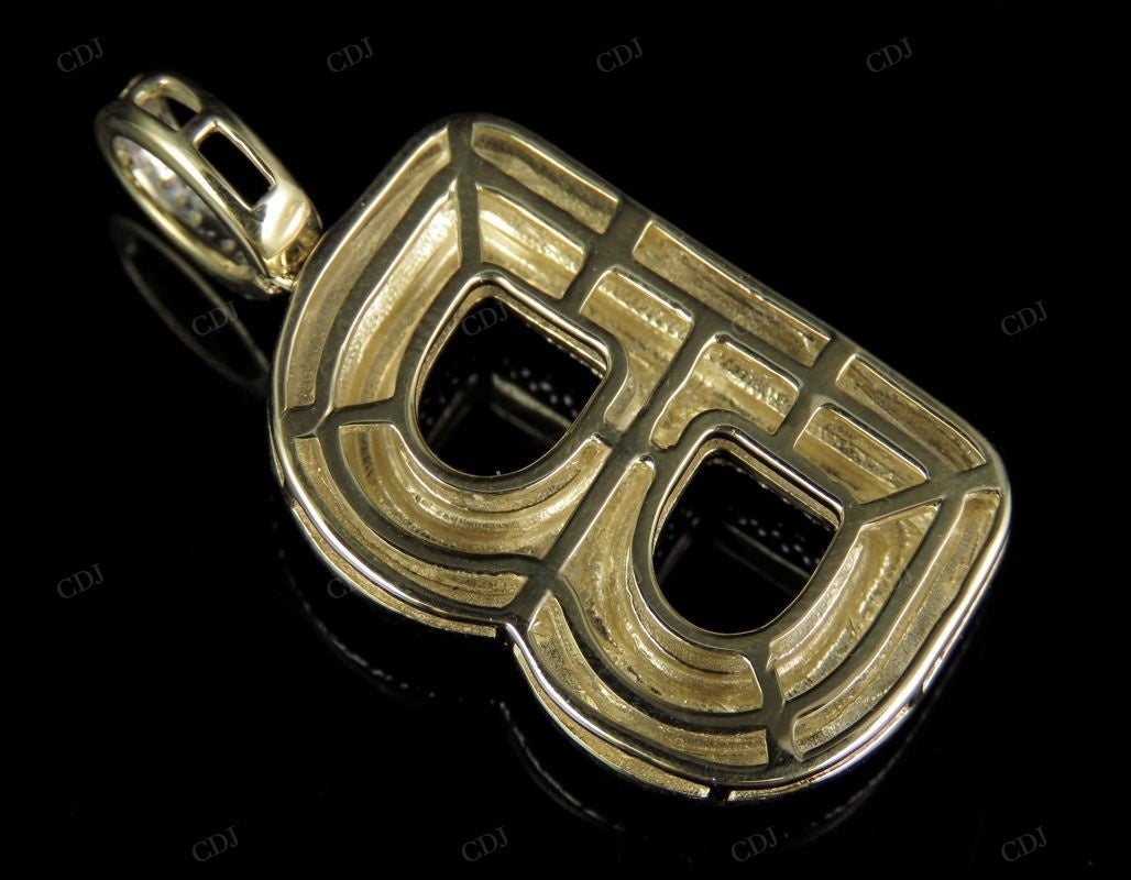 1.5" 1 CTW 10K Gold Real Diamond B Letter Pendant CustomDiamJewel