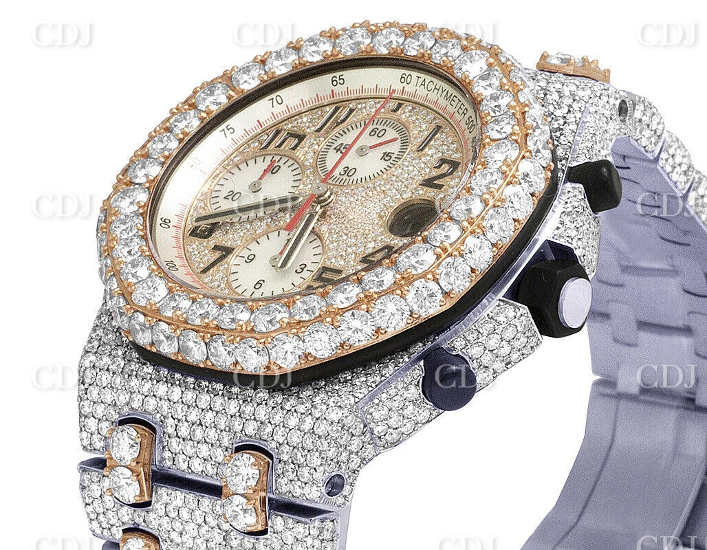 Fully Iced Out AP Chrono Two Tone watch customdiamjewel