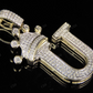1.5" 14K Gold Natural Diamond Crown Initial 'U' Letter Pendant CustomDiamJewel