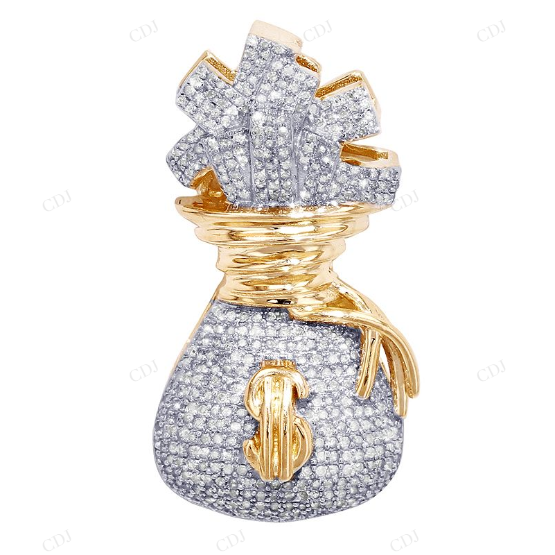 1.4" Silver Moissanite Daily Wear Money Bag Pendant CustomDiamJewel