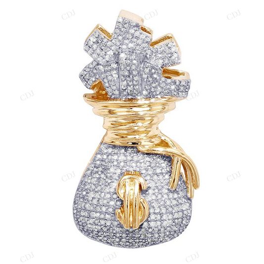 1.4" Silver Moissanite Daily Wear Money Bag Pendant CustomDiamJewel