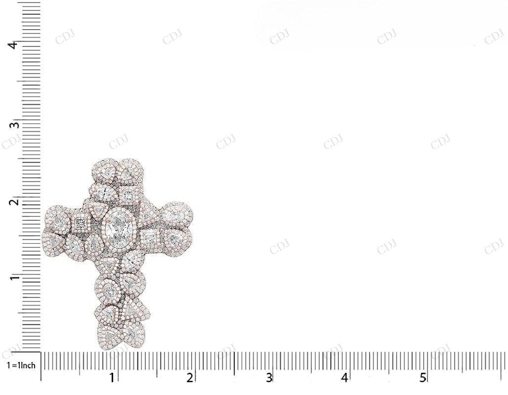 14K Rose Gold Lab Grown Diamond Cross Pendant Hip Hop Pendent CustomDiamJewel