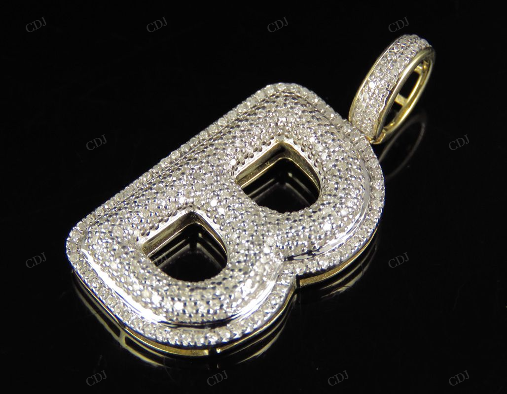 1.5" 1 CTW 10K Gold Real Diamond B Letter Pendant CustomDiamJewel