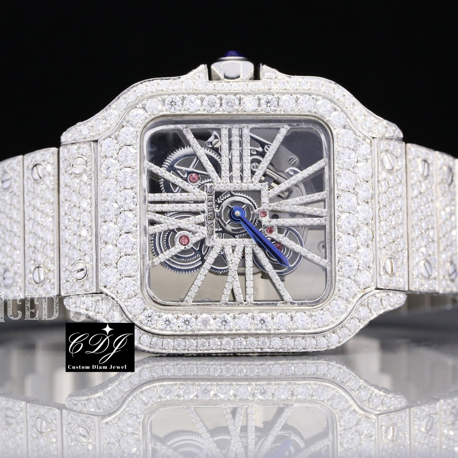 Luxury Fully VVV Moissanite Diamond Iced Out Hip Hop Buss Down Watch customdiamjewel