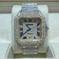 Moissanite Studded Cartier Santos Two Tone Iced Out Watch customdiamjewel