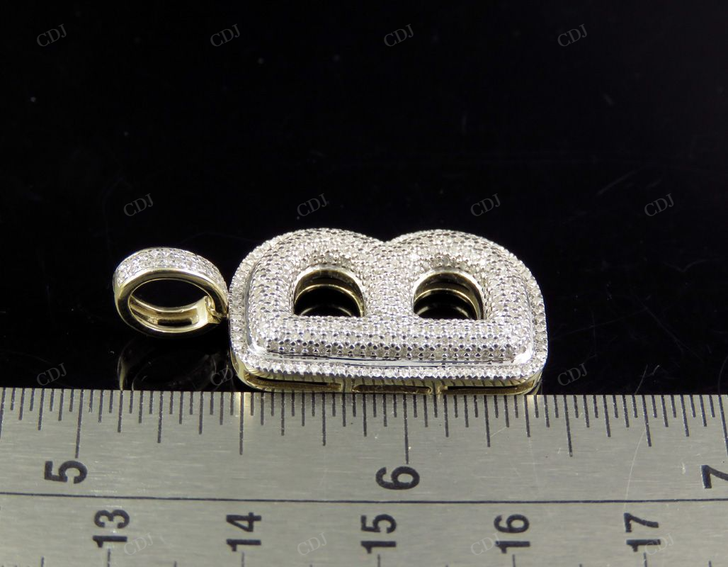 1.5" 1 CTW 10K Gold Real Diamond B Letter Pendant CustomDiamJewel