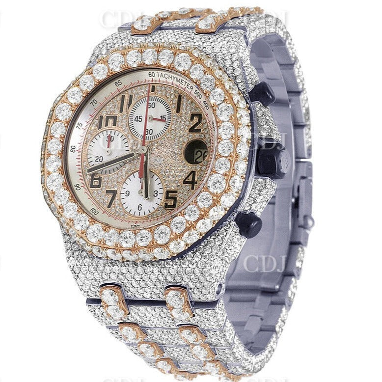 Fully Iced Out AP Lab Grown Diamond Hip Hop Watch customdiamjewel