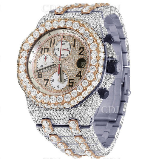 Fully Iced Out AP Lab Grown Diamond Hip Hop Watch customdiamjewel
