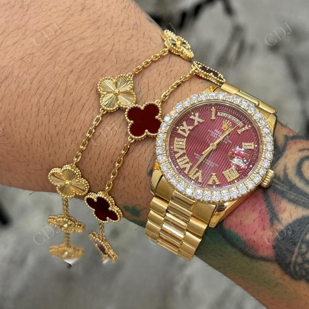 Male Stylist Exquisite Custom Handmade Moissanite Rolex Watches hip hop jewelry CustomDiamJewel