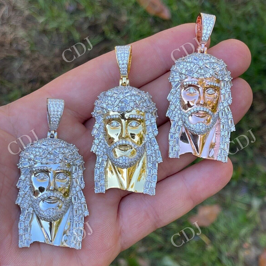 Baguette Diamond Jesus Face Hip Hop Pendant  customdiamjewel   