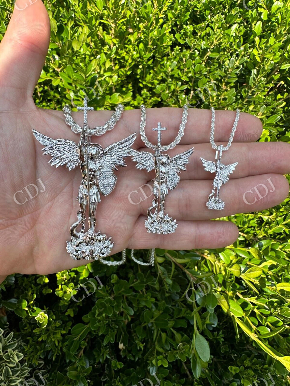St Michael Slaying Dragon Archangel Pendant  customdiamjewel   