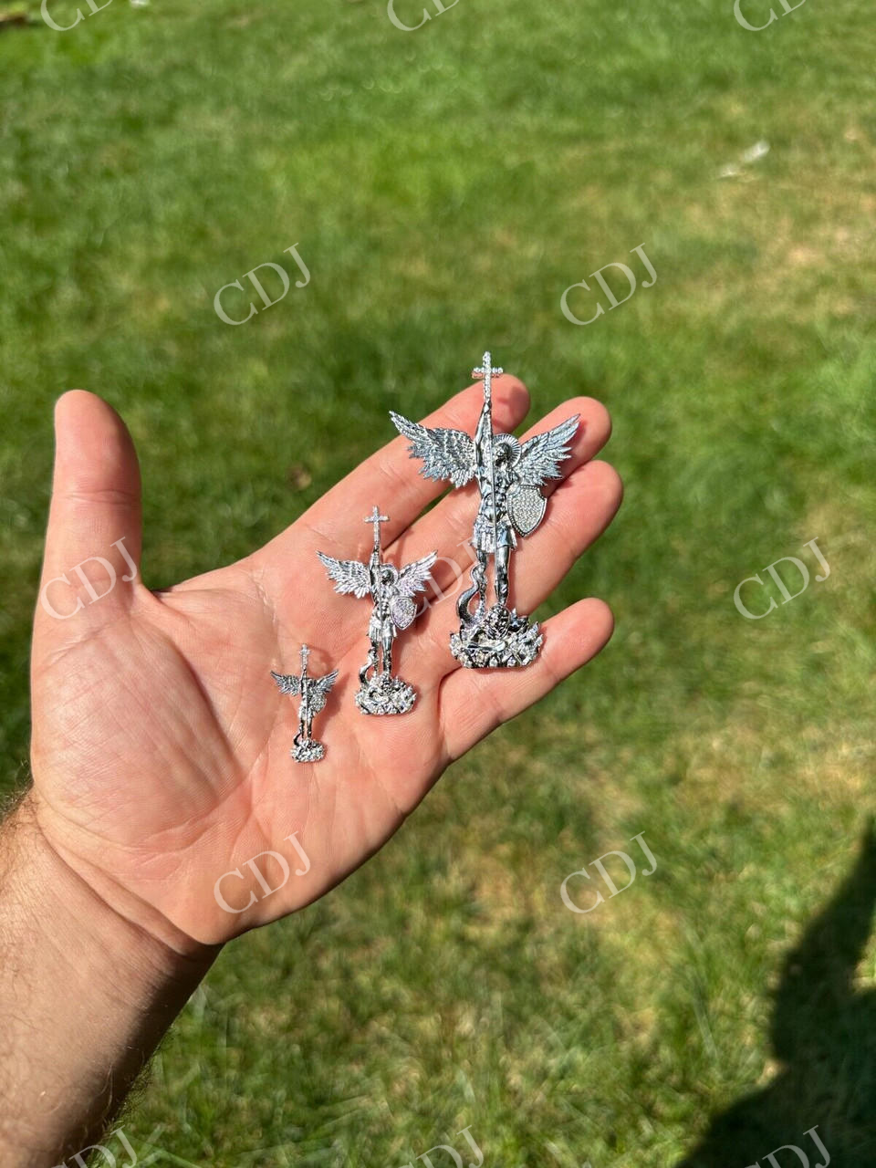 St Michael Slaying Dragon Archangel Pendant  customdiamjewel   