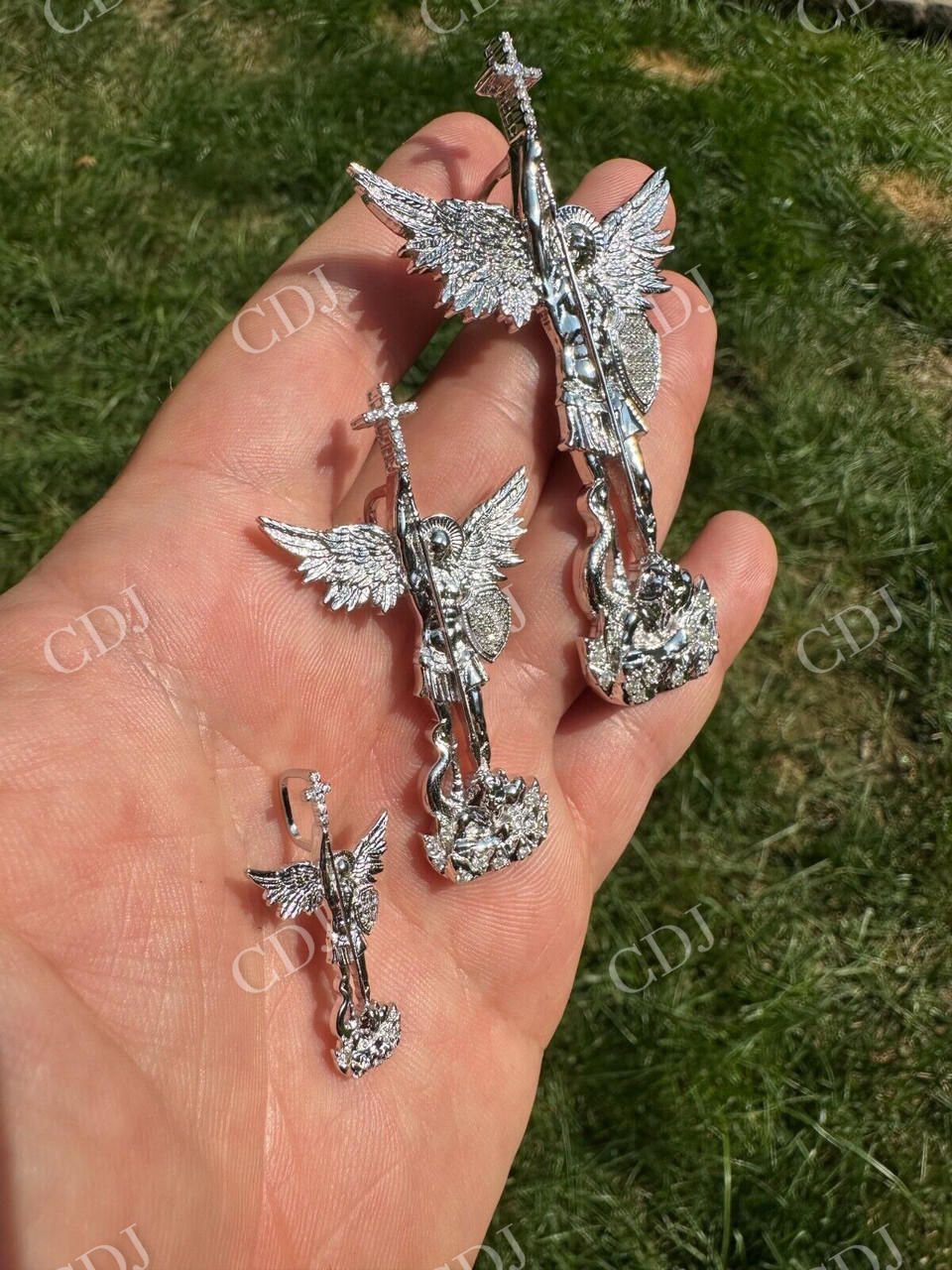St Michael Slaying Dragon Archangel Pendant  customdiamjewel   
