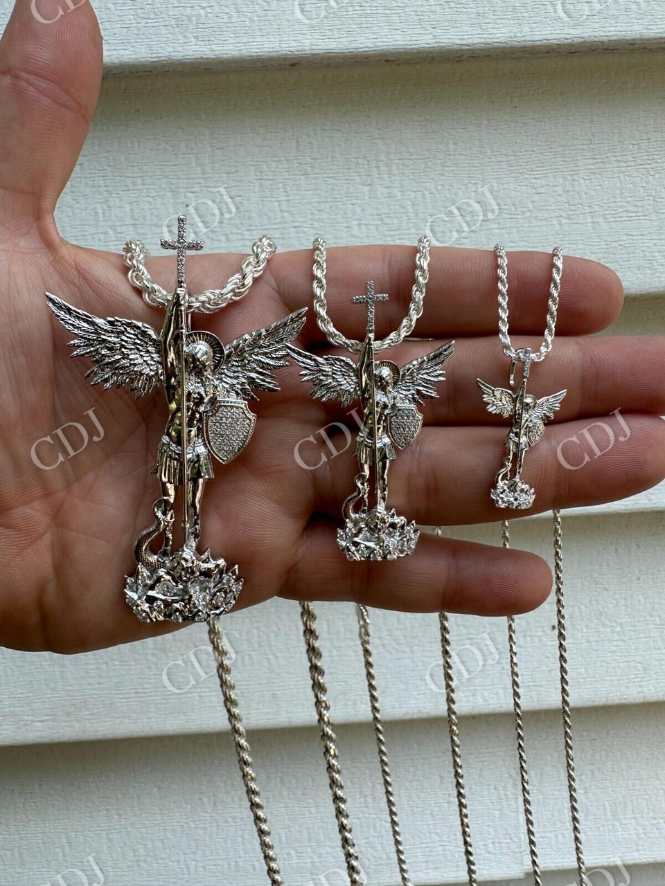 St Michael Slaying Dragon Archangel Pendant  customdiamjewel   