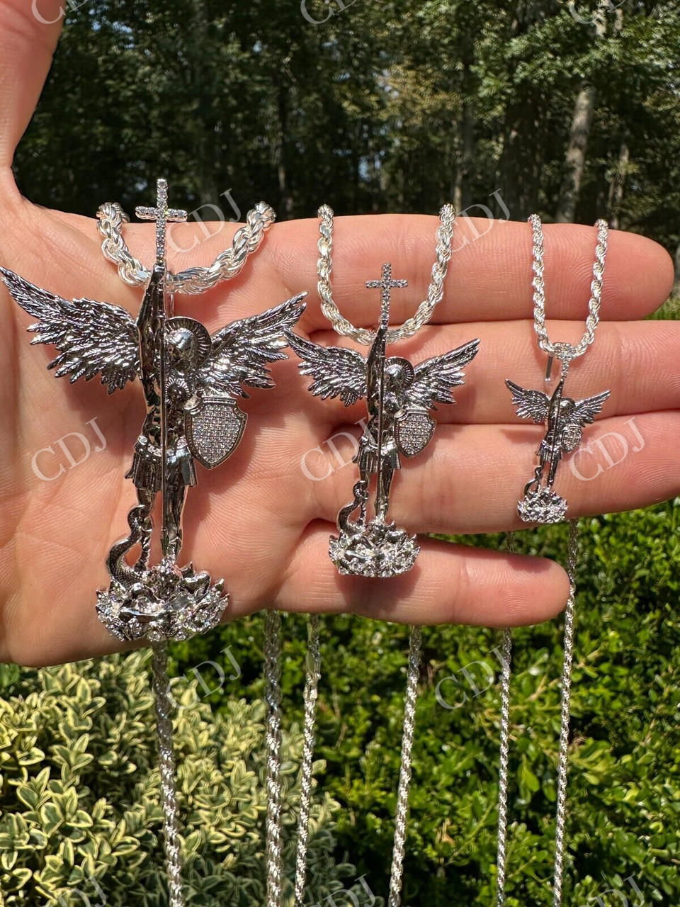 St Michael Slaying Dragon Archangel Pendant  customdiamjewel   