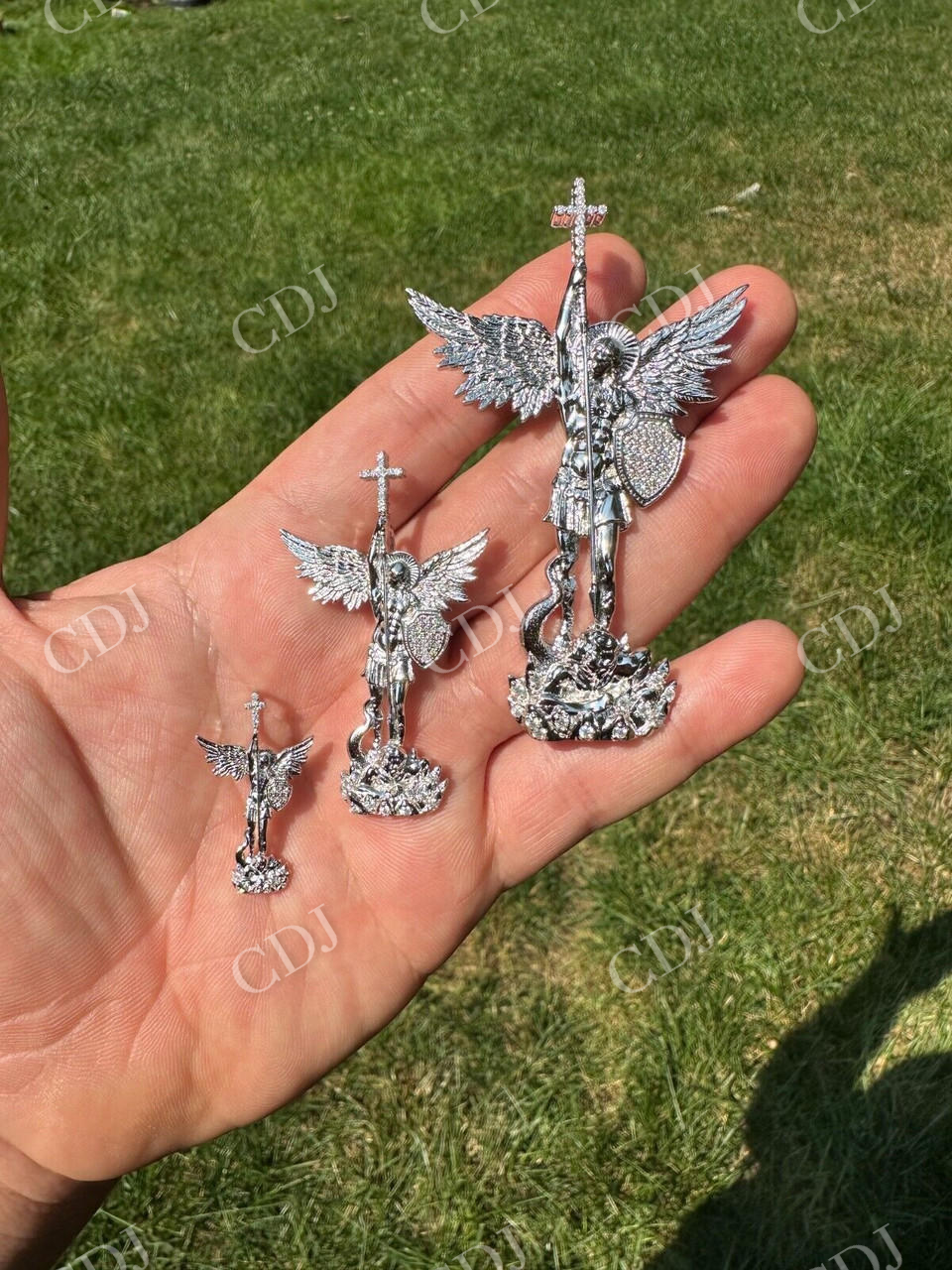 St Michael Slaying Dragon Archangel Pendant  customdiamjewel   