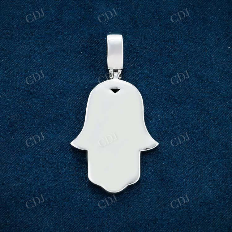Round Cut Halo Set Hamsa Diamond Pendant  customdiamjewel   
