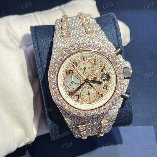 Fully Iced Out Hip Hop AP Chrono Luxury Two Tone Diamond Watch customdiamjewel
