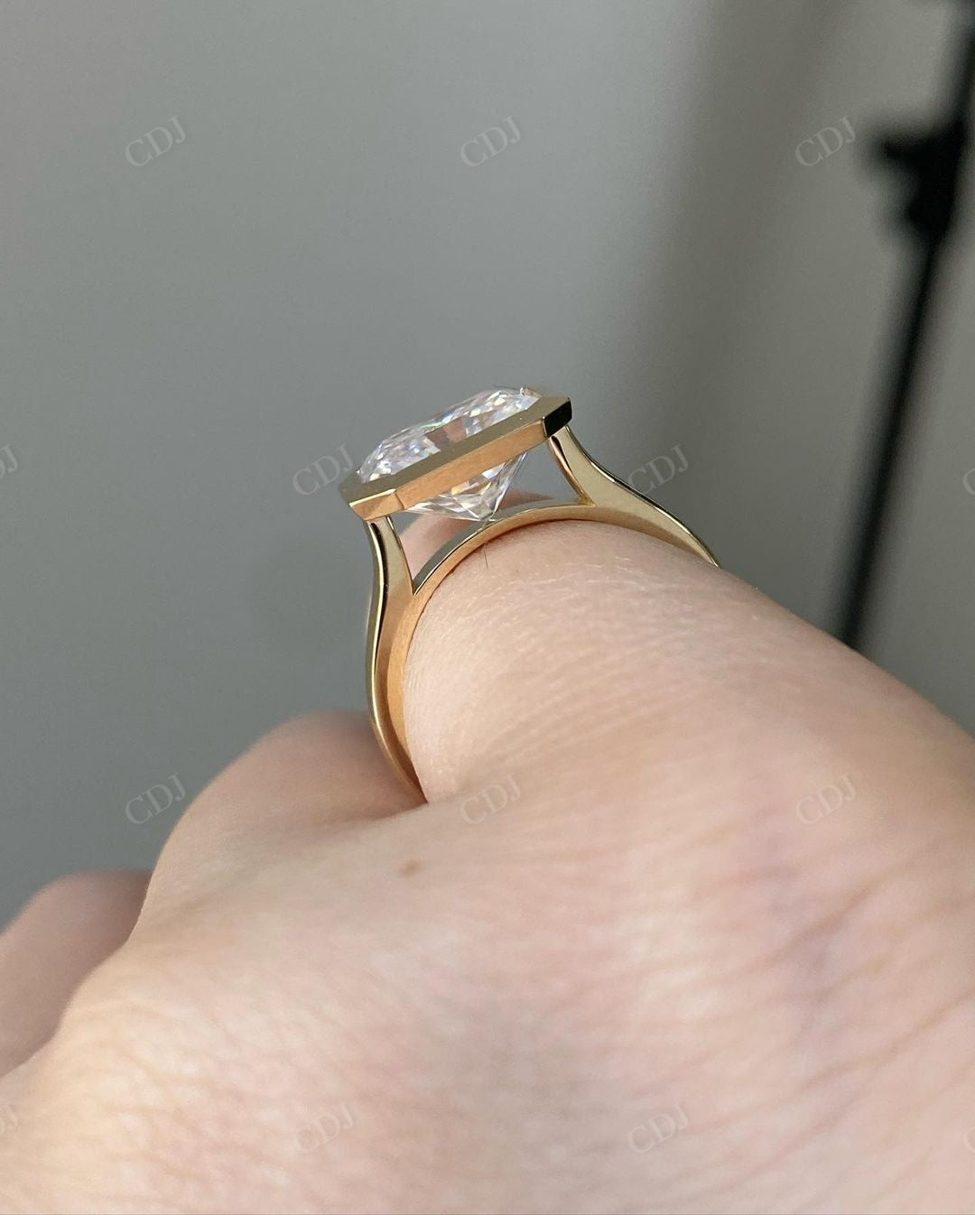 Bezel Set Lab Grown Diamond Solitaire Ring customdiamjewel