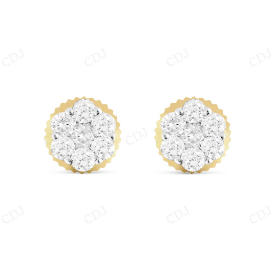 Yellow Gold Flower Set Moissanite Diamond Stud Earrings Stud earrings CustomDiamJewel