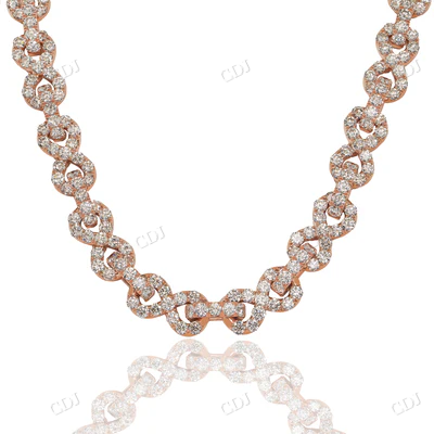 14K Rose Gold Infinity Link Chain Necklace hip hop jewelry CustomDiamJewel