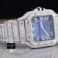 Top Quality Blue Dial Cartier Iced Out Moissanite Luxuries Watch customdiamjewel