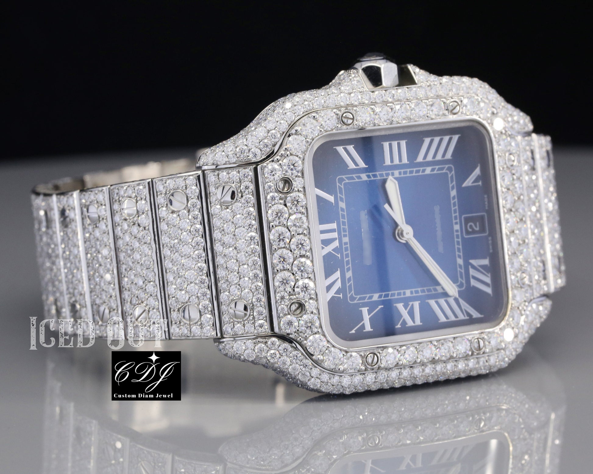 Hip Hop Square Shape Men's Iced Out Moissanite Watch customdiamjewel