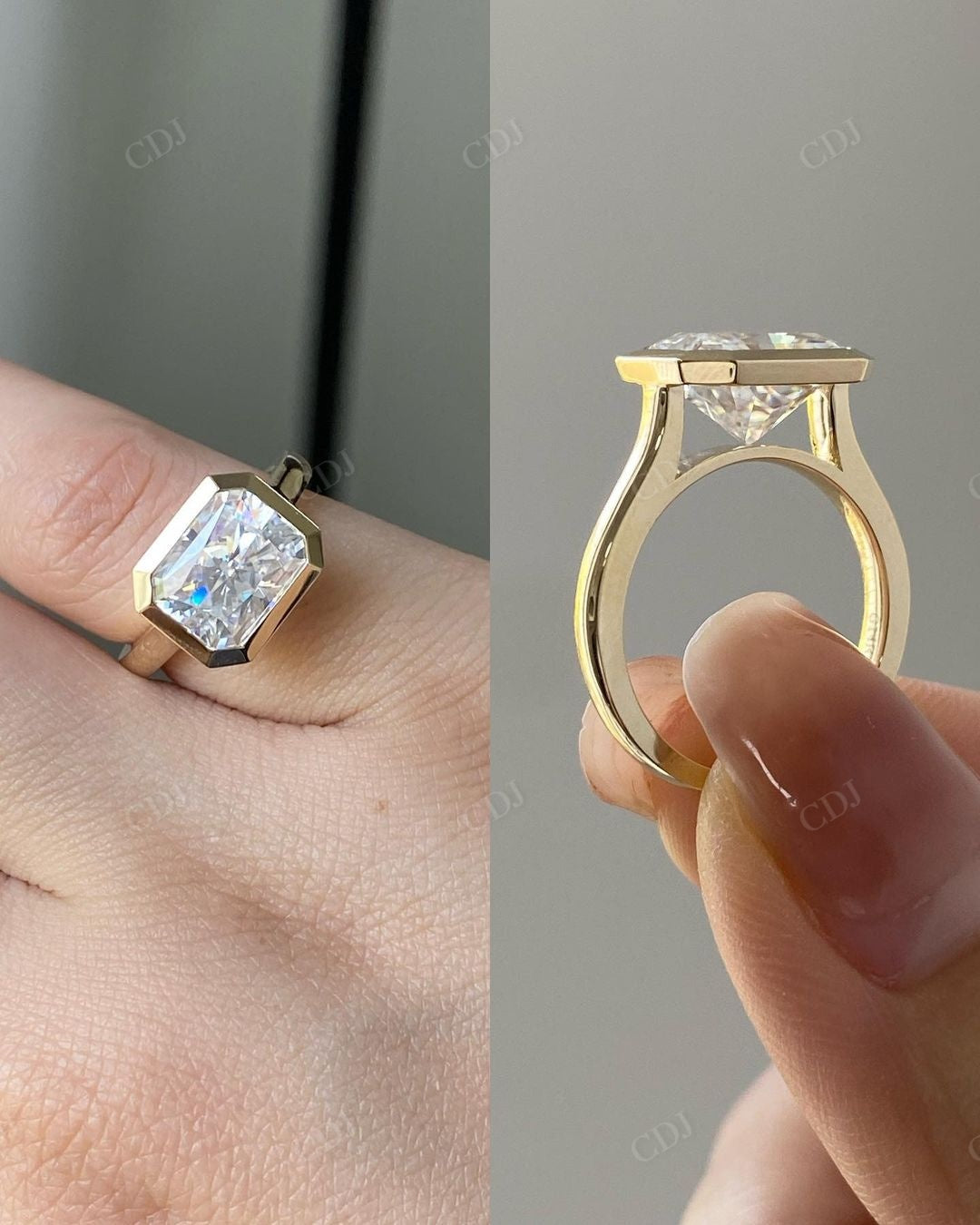 Bezel Set Lab Grown Diamond Solitaire Ring customdiamjewel