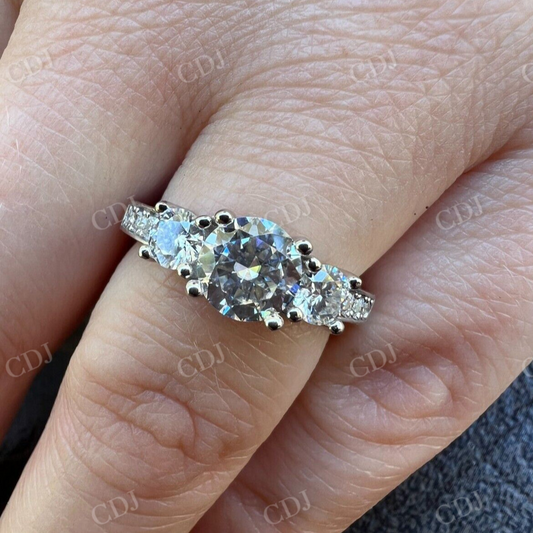 Three Stone Moissanite Engagement Ring For Women  customdiamjewel   