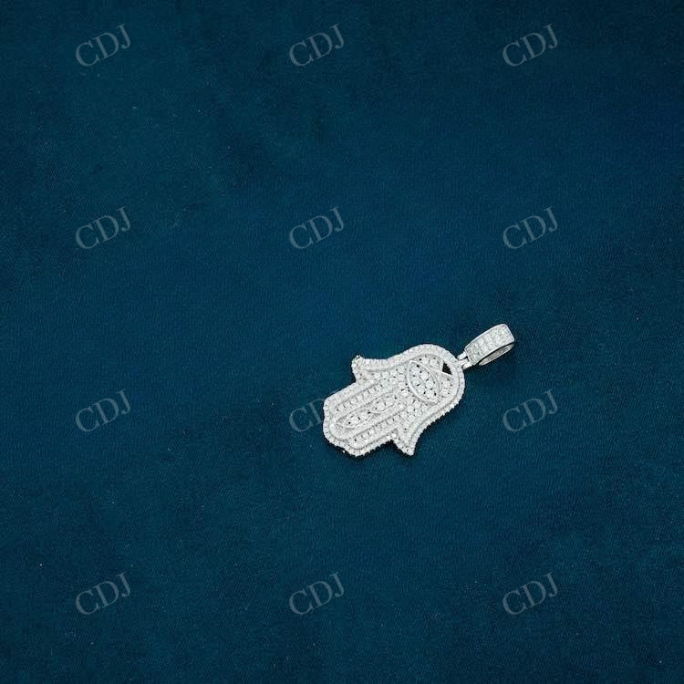 Round Cut Halo Set Hamsa Diamond Pendant  customdiamjewel   