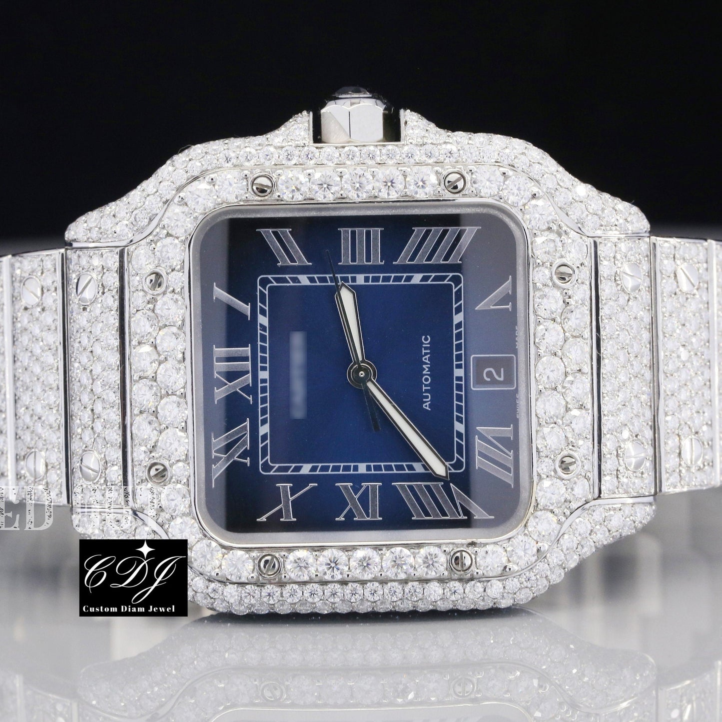 Hip Hop Square Shape Men's Iced Out Moissanite Watch customdiamjewel