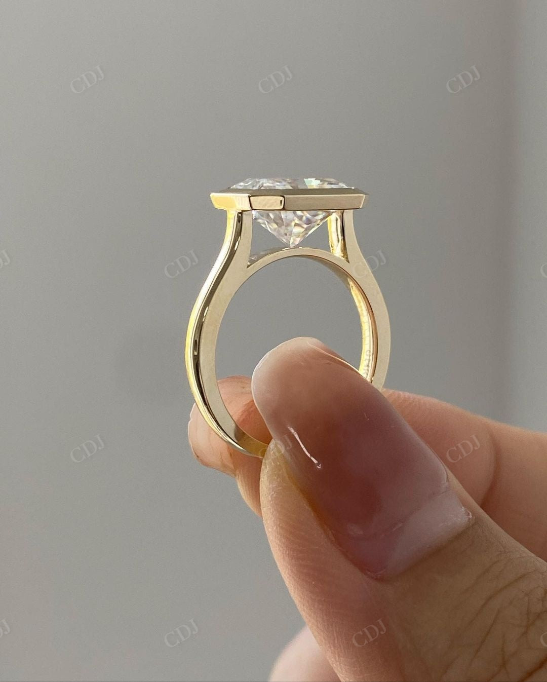 Bezel Set Lab Grown Diamond Solitaire Ring customdiamjewel