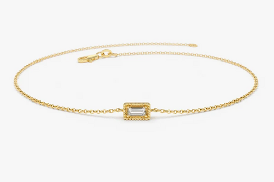 0.06CTW Moissanite Minimalist Baguette Cut Bracelet  customdiamjewel Sterling Silver Yellow Gold VVS-EF
