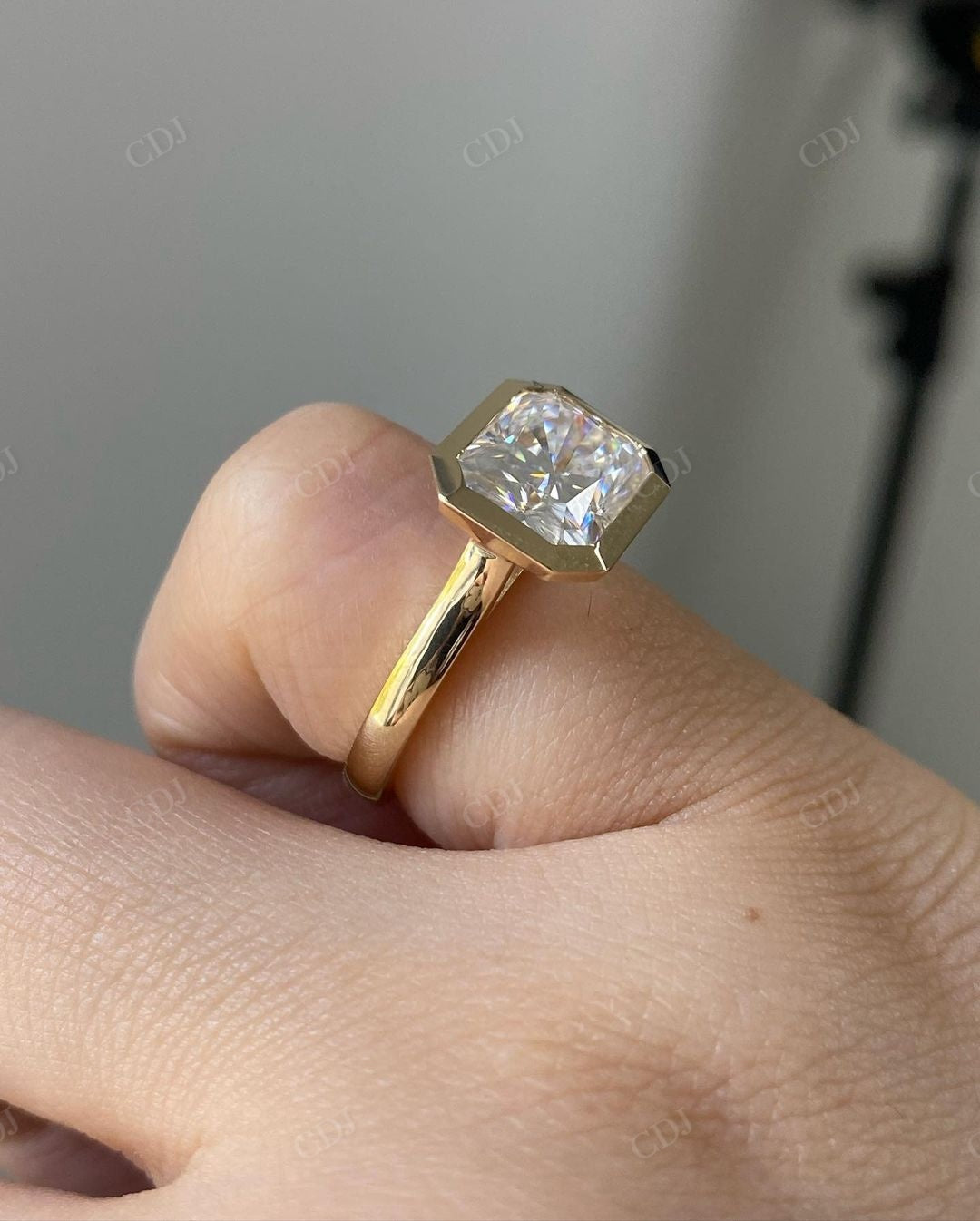 Bezel Set Lab Grown Diamond Solitaire Ring customdiamjewel